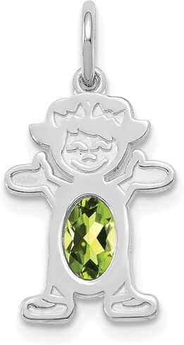 14K White Gold Girl 6x4 Oval Genuine Peridot-August (0.47 x 0.83 Inches) in Kuwait