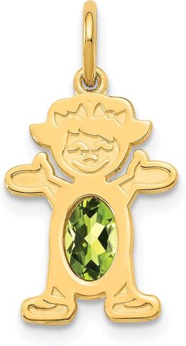 14K Yellow Gold Girl 6x4 Oval Genuine Peridot-August (0.47 x 0.83 Inches) in Saudi Arabia
