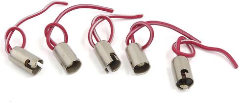BA9S LED Bulb Socket Extension Durable Holder Wire Harness Plastic Metal Red Silver Tone (Set of 5) in Saudi Arabia