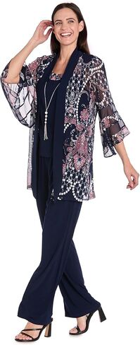 R&M Richards Women's Midnight Bloom Mock Jacket Set in Saudi Arabia