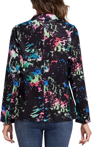 MINTLIMIT Women's Graphic Print Blazer Casual Long Sleeve Notch Lapel Button Open Front Colorful Jacket Blazers with Pockets in Saudi Arabia