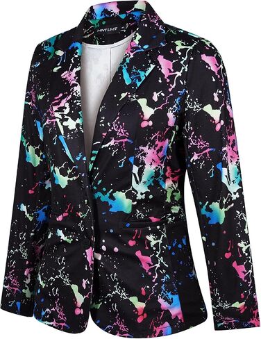 MINTLIMIT Women's Graphic Print Blazer Casual Long Sleeve Notch Lapel Button Open Front Colorful Jacket Blazers with Pockets in Saudi Arabia