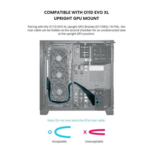 Lian Li Premium PCI-E 16x 4.0 Black Extender Riser Cable 900 مم ، اللون الأبيض -PW-PCIV-4-90X in Saudi Arabia