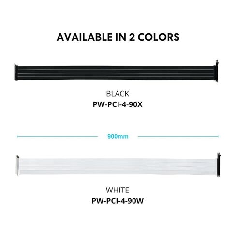 Lian Li Premium PCI-E 16x 4.0 Black Extender Riser Cable 900 مم ، اللون الأبيض -PW-PCIV-4-90X in Saudi Arabia