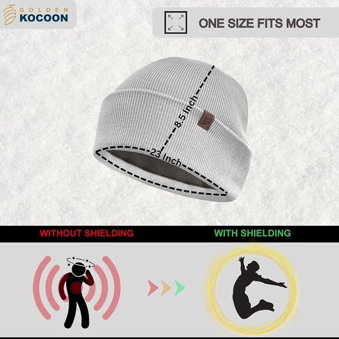 Golden Kocoon® -E-M-F Bamboo Viscose Beanie with EcoShield™ Tech Bamboo Lyocell Faraday Fabric Silver Liner-Adult Size in Black -5 g, Cell Towers,Bluetooth,Smart Meters & WiFi- Golden Cocoon Hat Cap in Saudi Arabia