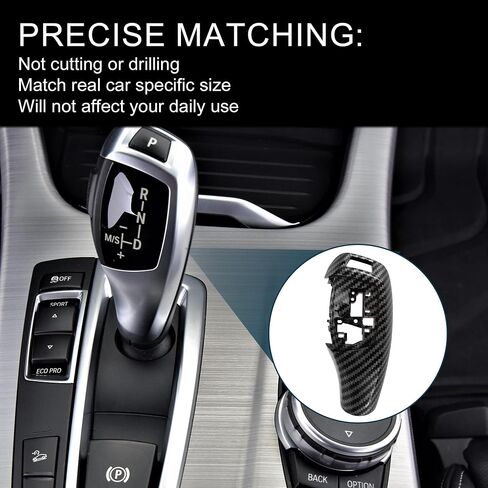 Gear Shift Knob Button Cover for BMW 1'F20 F21/2'F22 F23/3'F30 F31 F34 Sport Version Waterproof Center Console Knob Trim Sticker Carbon Fiber Black Adhesive Backing 1 Set in Saudi Arabia