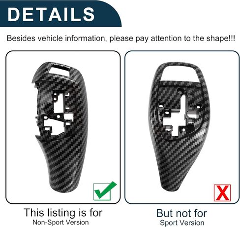 Gear Shift Knob Button Cover for BMW 1'F20 F21/2'F22 F23/3'F30 F31 F34 Sport Version Waterproof Center Console Knob Trim Sticker Carbon Fiber Black Adhesive Backing 1 Set in Saudi Arabia