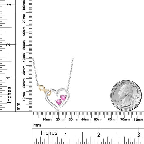 Gem Stone King 925 Sterling Silver and 10K Yellow Gold Pink Mystic Topaz and White Lab Grown Diamond Infinity Heart Pendant Necklace For Women (0.68 Cttw, Heart Shape 4MM, with 18 Inch Chain) in Saudi Arabia