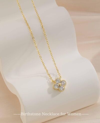 ZOERAY Birthstone Necklace for Women Non Tarnish 14K Gold Plated Four Leaf Clover Necklace Dainty Gold Choker Necklaces for Women Trendy CZ Emerald Pendant Necklace Jewelry Birthday Gifts for Women in Saudi Arabia