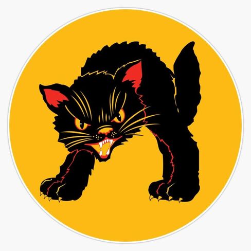 Vintage Retro Fraidy Black Cat Sticker Outdoor Rated Vinyl Sticker Decal for Windows, Bumpers, Laptops or Crafts 5" in Saudi Arabia