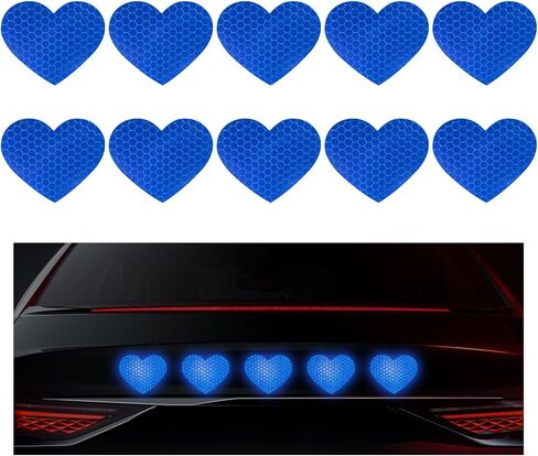 10PCS Vinyl Decal for Cars, High Intensity Reflective Sticker Night Safety Sign Bumper Decals, Waterproof Grid Vinyl Stickers Scratch Cover for Auto Window Laptop (Heart, Pink) in Saudi Arabia
