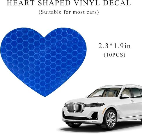 10PCS Vinyl Decal for Cars, High Intensity Reflective Sticker Night Safety Sign Bumper Decals, Waterproof Grid Vinyl Stickers Scratch Cover for Auto Window Laptop (Heart, Pink) in Saudi Arabia