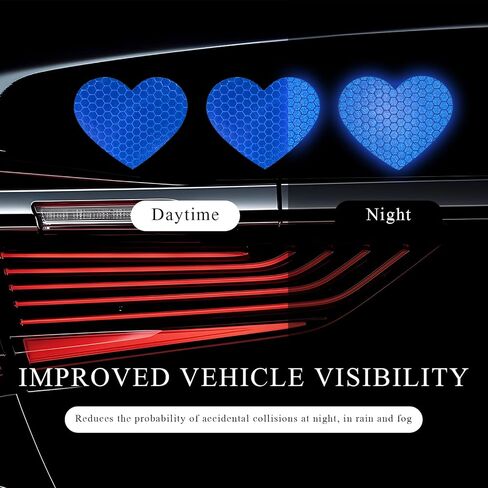 10PCS Vinyl Decal for Cars, High Intensity Reflective Sticker Night Safety Sign Bumper Decals, Waterproof Grid Vinyl Stickers Scratch Cover for Auto Window Laptop (Heart, Pink) in Saudi Arabia