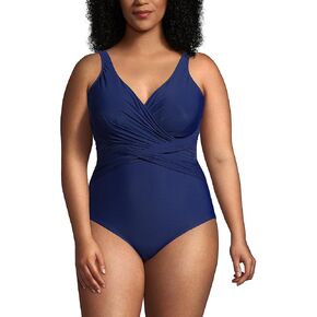 Lands' End Women's SlenderSuit Wrap One Piece Swimsuit in Kuwait
