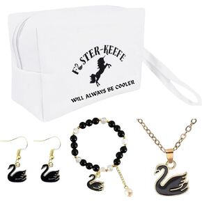 Keeper lost cities Merch Black Swan combo – Necklace, Earrings & Beaded Bracelet and a big capacity Team Keefe KeeperOTLC Canvas bag wih handle for book fans adults women in Saudi Arabia