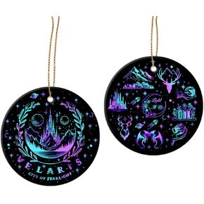 34HD Gifts for Christmas, Bear Cartoon Christmas Ornament Ceramic 2-Side Printed, Bear Movie Hanging Ornament, Christmas Tree Decorations, Movie Gifts for Movie Lovers in Kuwait