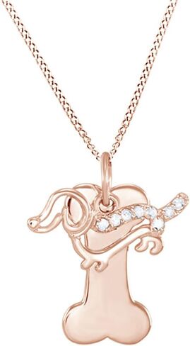 AFFY White Natural Diamond Bone & Dog Pendant Necklace in 14k Gold Over Sterling Silver (0.1 Ct) in Saudi Arabia