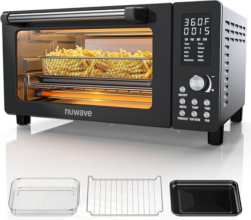 Nuwave Bravo Pro Convection Air Fryer Toaster Oven Combo, 2025 New and Improved, 10-in-1, 50°-450°F Temp Controls, Quick & Even Crisp Technology, 21Qt Capacity, Stainless Steel, PFAS Free in Saudi Arabia