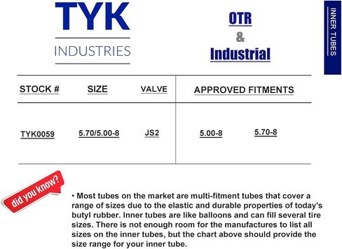 (حزمة) Tyk 5.00-8 الأنبوب الداخلي للرسالة الشوكية والإطارات المقطورة ، استبدال 5.70/5.00-8 ، 5.70-8 ، 5.00-8 إطارات مع جذع صمام معدني JS2 بنت بنت بنت in Saudi Arabia