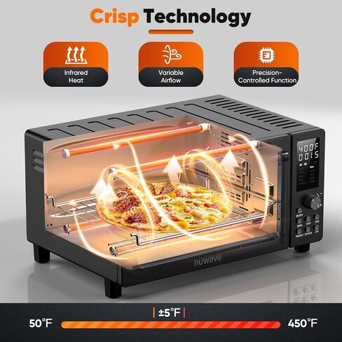 Nuwave Bravo Pro Convection Air Fryer Toaster Oven Combo, 2025 New and Improved, 10-in-1, 50°-450°F Temp Controls, Quick & Even Crisp Technology, 21Qt Capacity, Stainless Steel, PFAS Free in Saudi Arabia
