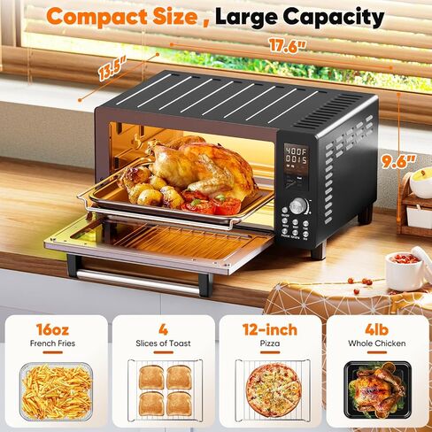 Nuwave Bravo Pro Convection Air Fryer Toaster Oven Combo, 2025 New and Improved, 10-in-1, 50°-450°F Temp Controls, Quick & Even Crisp Technology, 21Qt Capacity, Stainless Steel, PFAS Free in Saudi Arabia