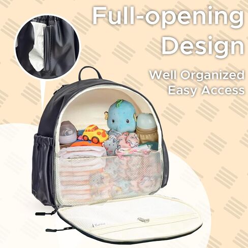 حقيبة ظهر للحفاضات، حقيبة حفاضات صغيرة مع وسادة تغيير الحفاضات، حقائب ظهر للأطفال للأم، حقائب حمل صغيرة للسفر مع جيوب معزولة، أشرطة عربة الأطفال، خفيفة الوزن، أسود in Kuwait