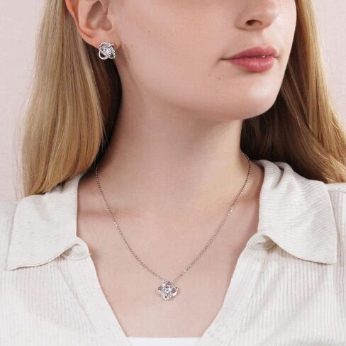 Personalized Softball Athletes Necklace For Daughters from Father Mother, Best Jewelry Birthday Gift, Beautiful Pendant to Women, Silver Heart Necklace, Daughter Gifts From Mom, Love Necklaces From Mum (Love Knot with Earrings, Standard Box) in Saudi Arabia
