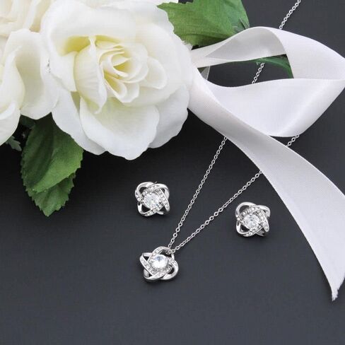 Personalized Softball Athletes Necklace For Daughters from Father Mother, Best Jewelry Birthday Gift, Beautiful Pendant to Women, Silver Heart Necklace, Daughter Gifts From Mom, Love Necklaces From Mum (Love Knot with Earrings, Standard Box) in Saudi Arabia