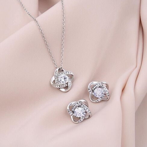 Personalized Softball Athletes Necklace For Daughters from Father Mother, Best Jewelry Birthday Gift, Beautiful Pendant to Women, Silver Heart Necklace, Daughter Gifts From Mom, Love Necklaces From Mum (Love Knot with Earrings, Standard Box) in Saudi Arabia