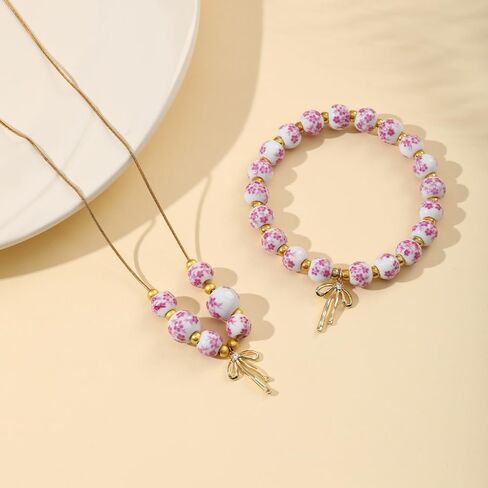 قلادة سوار القوس قلادة سوار بذرة مخزنة رائعة مجوهرات رومانسية للنساء مجموعة in Kuwait