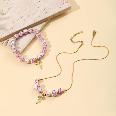 قلادة سوار القوس قلادة سوار بذرة مخزنة رائعة مجوهرات رومانسية للنساء مجموعة in Kuwait