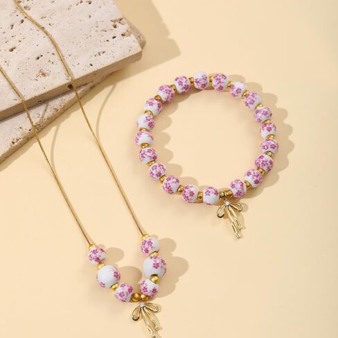 قلادة سوار القوس قلادة سوار بذرة مخزنة رائعة مجوهرات رومانسية للنساء مجموعة in Kuwait