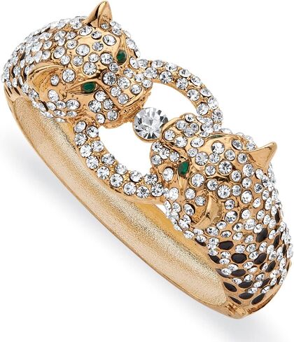 Palmbeach Goldtone Marquise Cut محاكاة الزمرد الأخضر والكريستال ، قلادة من طوق النمر ، سوار الإسورة وتجميع قطب الإسقاط in Saudi Arabia