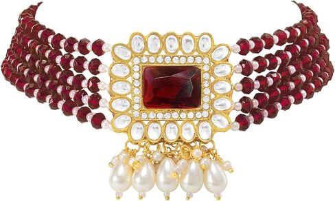 Aheli Traditional Faux Kundan Beaded Maang Tikka Earrings Set Bollywood Ethnic Fashion Jewelry Gift for Women in Saudi Arabia