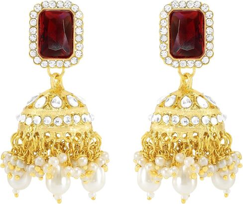 Aheli Traditional Faux Kundan Beaded Maang Tikka Earrings Set Bollywood Ethnic Fashion Jewelry Gift for Women in Saudi Arabia