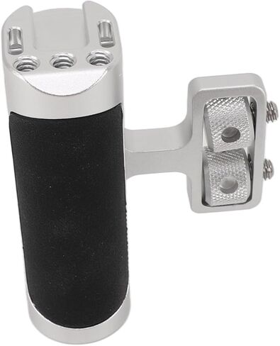 Camera Cage Side Handle, Aluminum Alloy Silicone Adjustable Handle Grip, Universal Ergonomic Side Handgrip with 1/4 Screw Cold Shoe Mount for Photography (Silver) in Kuwait
