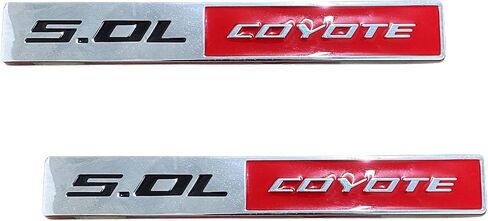 2pc 5.0L Coyote Emblem Scent Car Engine Letters Secal Plating Plating Badge 3D Metal Style For F150 5.0L Engine Truck Red Red in Kuwait