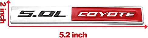 2pc 5.0L Coyote Emblem Scent Car Engine Letters Secal Plating Plating Badge 3D Metal Style For F150 5.0L Engine Truck Red Red in Kuwait