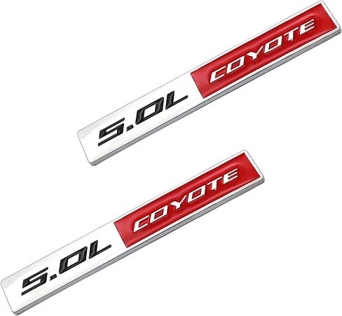 2pc 5.0L Coyote Emblem Scent Car Engine Letters Secal Plating Plating Badge 3D Metal Style For F150 5.0L Engine Truck Red Red in Kuwait