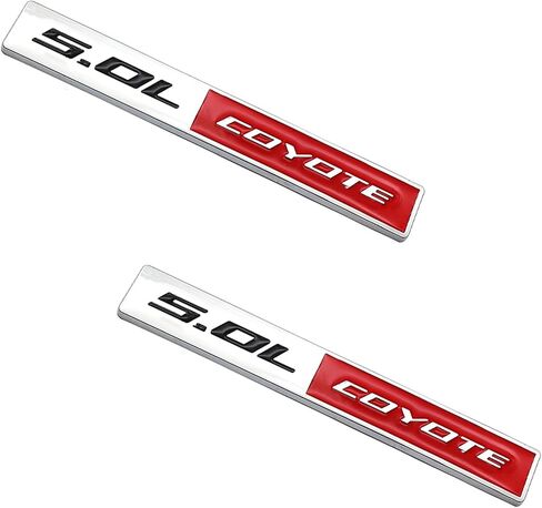 2pc 5.0L Coyote Emblem Scent Car Engine Letters Secal Plating Plating Badge 3D Metal Style For F150 5.0L Engine Truck Red Red in Kuwait
