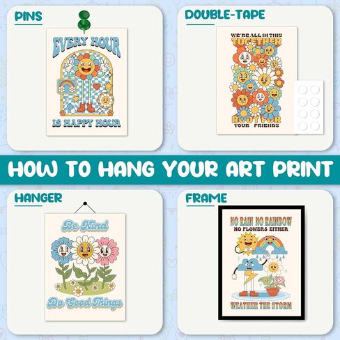 Tatuo 12 PCS Art Prints 70s Pintage Art Poster Cute Evide Evide Poster لملصق Retro لمطبخ غرفة نوم غرفة النوم ، 11.81 × 15.75 بوصة (Retro) in Kuwait