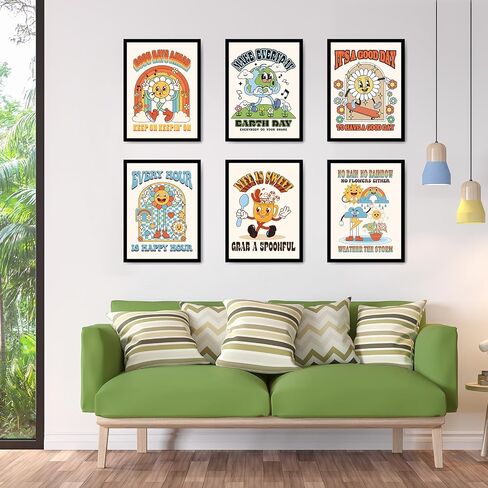 Tatuo 12 PCS Art Prints 70s Pintage Art Poster Cute Evide Evide Poster لملصق Retro لمطبخ غرفة نوم غرفة النوم ، 11.81 × 15.75 بوصة (Retro) in Kuwait