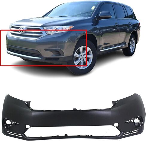 FITPARTS متوافقة مع Toyota Highlander 2011 2012 2013 Front Pumper Cover جديد ، مسبقة وجاهزة للطلاء. ث/السحب هوك وضباب الثقوب الضوئية. TO1000374 521190E914 in Saudi Arabia