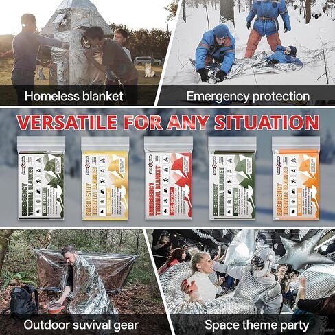 SecuCaptain Survival Emergency Thermal Blankets: Extra Large 84" x63" 4/10/25/30/50/75/100 PCS Space Mylar Blanket Kit for Outdoor Cold Winter Camping Hiking Car Bug Out Bag or First Aid in Saudi Arabia