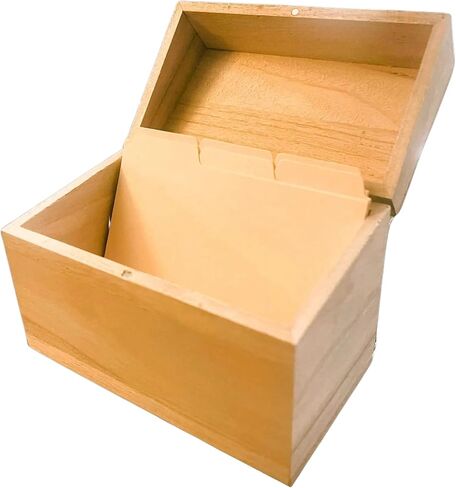 Tintoast USA Natural Wood DIY وصفة مربع مع مقاطعات لبطاقات الوصفة 4x6 | مربع ملف الخشب الطبيعي الحديث لبطاقات فهرس 4x6 | صنع الأمريكي in Saudi Arabia