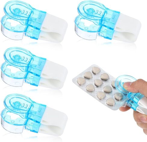 Sibba Plotable Pill Pill Taker 4pcs حبوب منع الحمل الأزرق Taker Medicine Remover فتاحة Popper مساعدة سفر Tablet Dispenser Pills Tool Tool Gositholds Pills Platizers للممرضات Pull Pullser in Kuwait