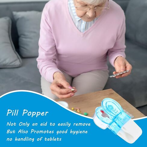 Sibba Plotable Pill Pill Taker 4pcs حبوب منع الحمل الأزرق Taker Medicine Remover فتاحة Popper مساعدة سفر Tablet Dispenser Pills Tool Tool Gositholds Pills Platizers للممرضات Pull Pullser in Kuwait