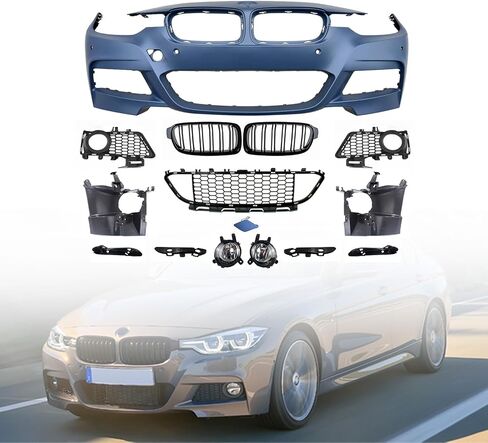 طقم غلاف المصد الأمامي لعام 2013-2018 BMW 3 Series F30 4 Doors Sedan Wagon 330i 320i 340i 328i W/PDC Holes ، W/Fog Lights ، W/M Sport Package in Saudi Arabia