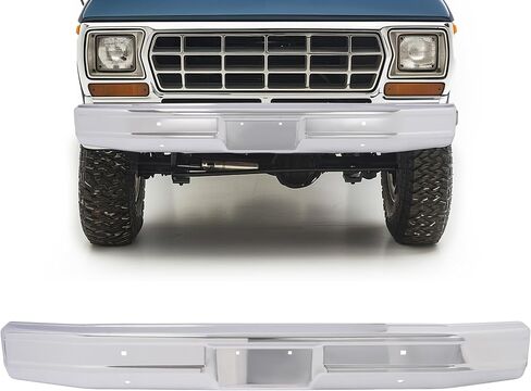 شريط الوجه الوفير الأمامي Kuafu متوافق مع 1980-1986 فورد برونكو F100 F150 F250 F350 W/استبدال لوحة الترخيص لـ E1TZ17757A ، FO1002167 Chrome Silvery in Saudi Arabia