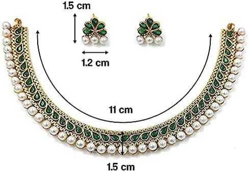 Aheli Ethnic Faux Kundan Pearl Fancy Bridal Choker Necklace Indian Traditional Bollywood Jewelry Set with Earrings Gift for Women in Saudi Arabia